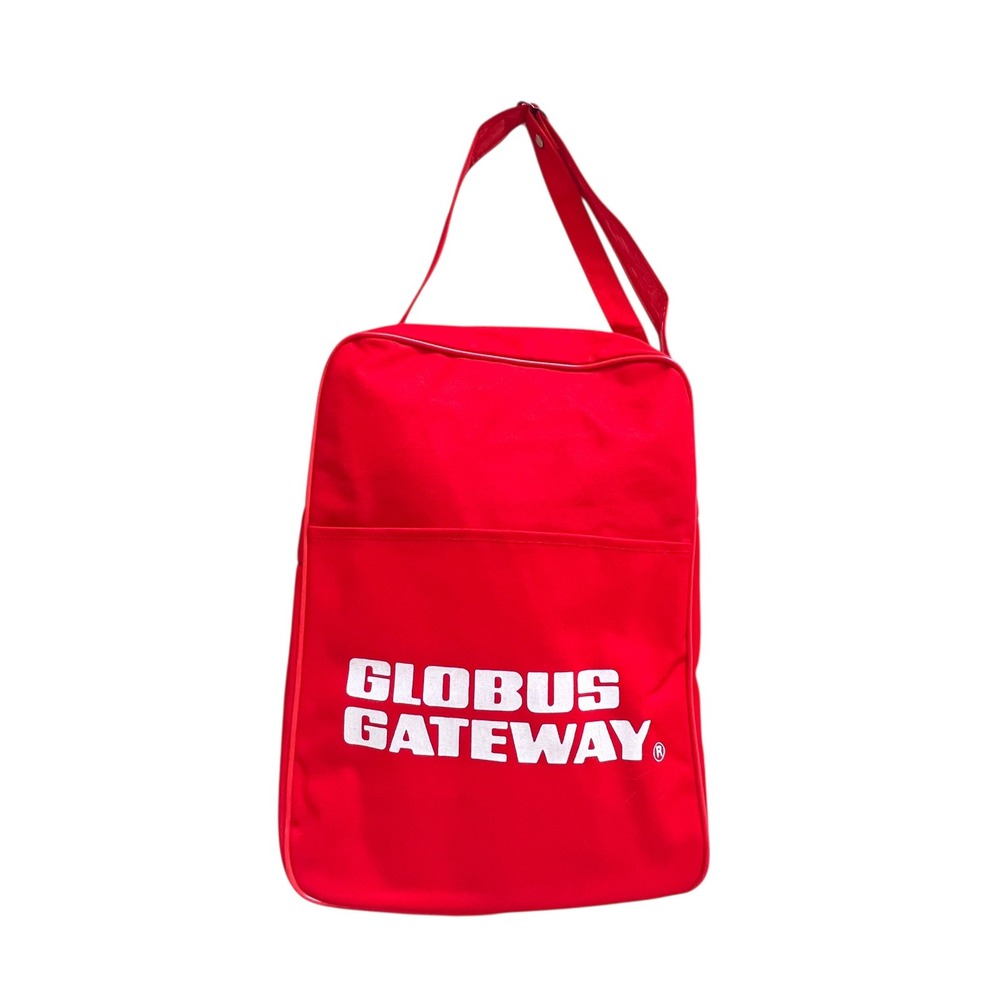 Vtg Globus Gateway Canvas Travel Weekender Bag Red Retro‎ Souvenir Carry On Tote